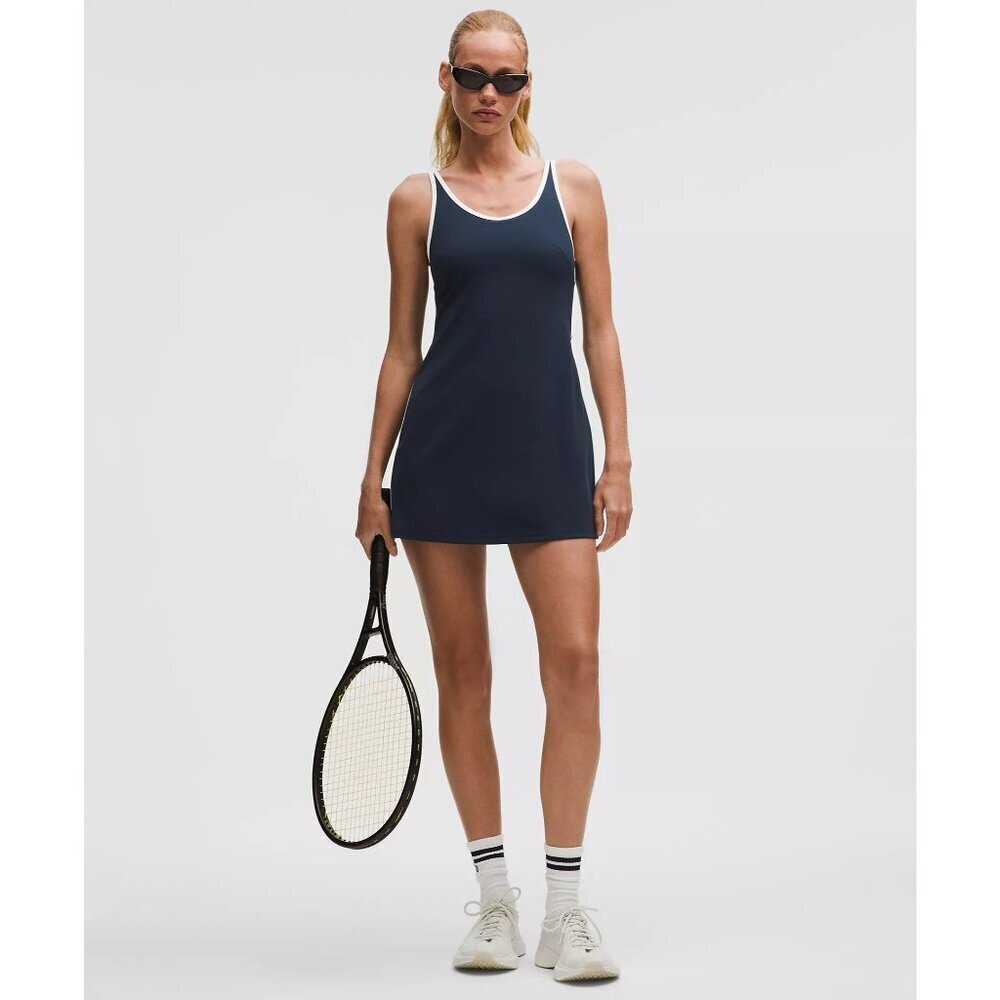 Scoop-Neck Cutout Tennis Dress - Club Blue/White